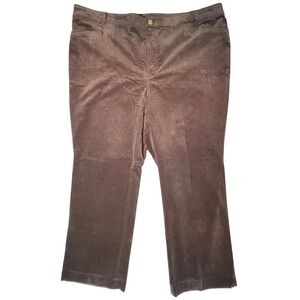 NWT Talbots Brown Corduroy Pants 22W Plus Straight Leg‎ High Rise Stretch Cords